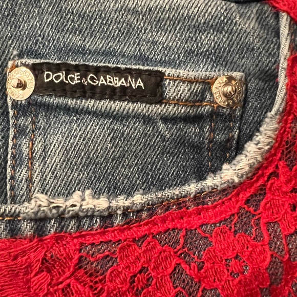 Dolce&Gabbana Denim Jeans with red lace inlay - Picture 7 of 8